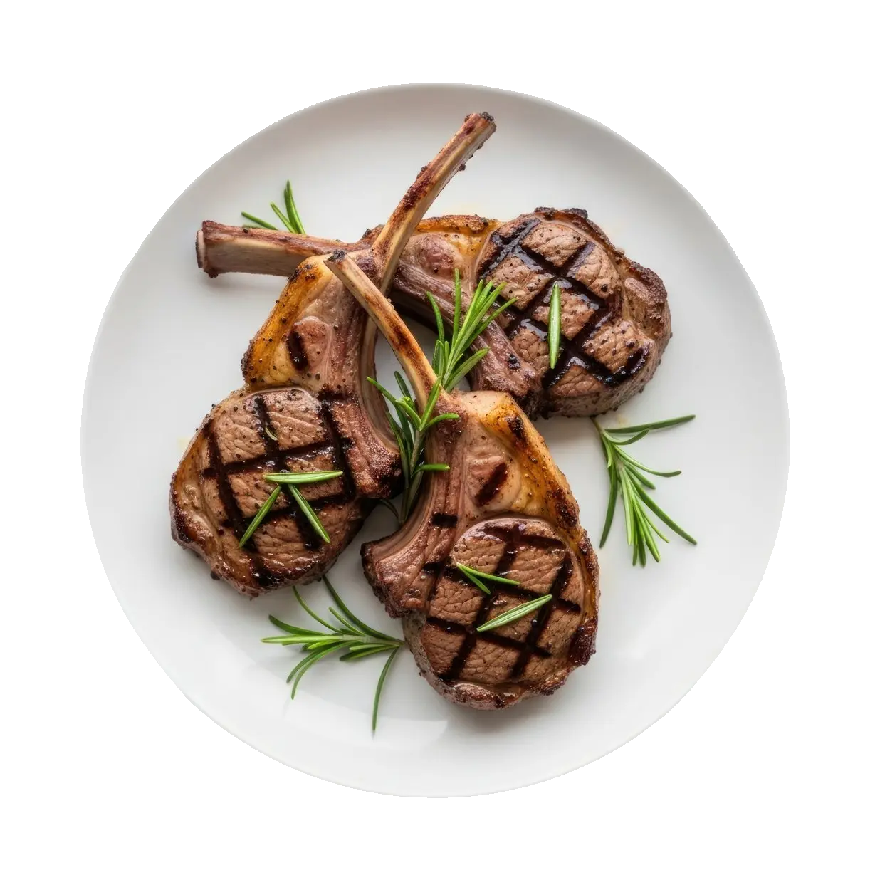 Costelas kosher grelhadas em prato branco