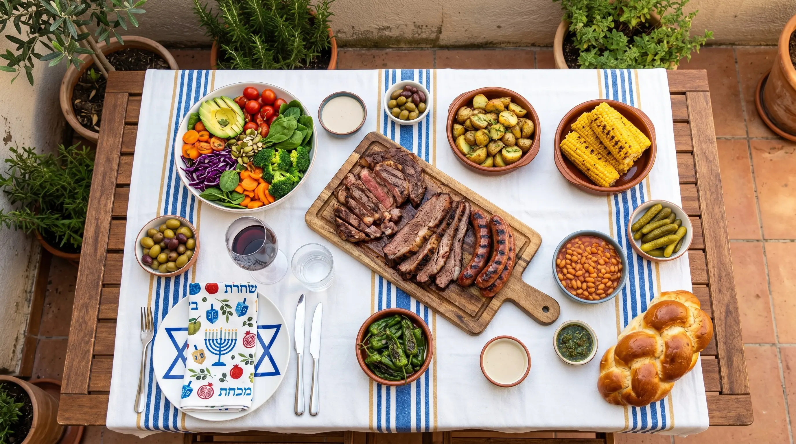 Mesa kosher posta para evento de celebração