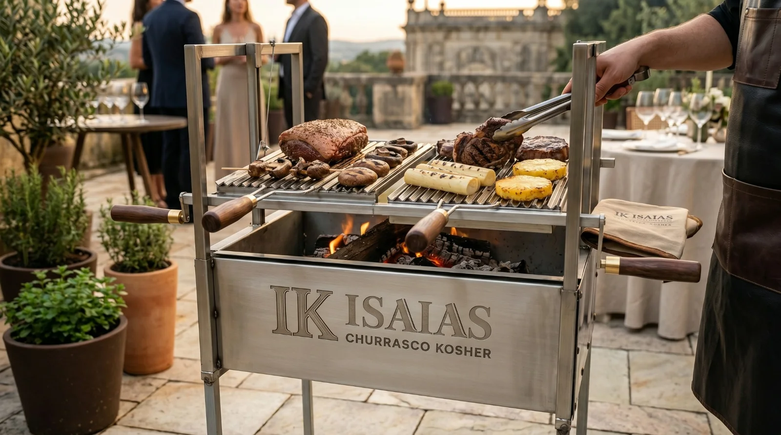 Churrasqueira portátil em aço inox para kit de churrasco kosher