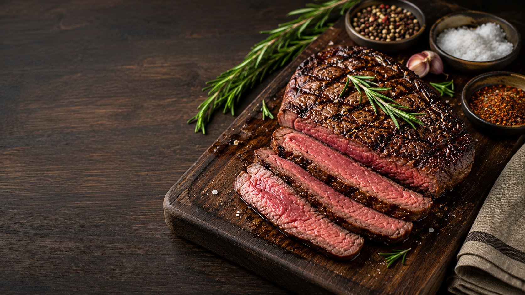 Corte de carne kosher grelhado com vinho e alecrim